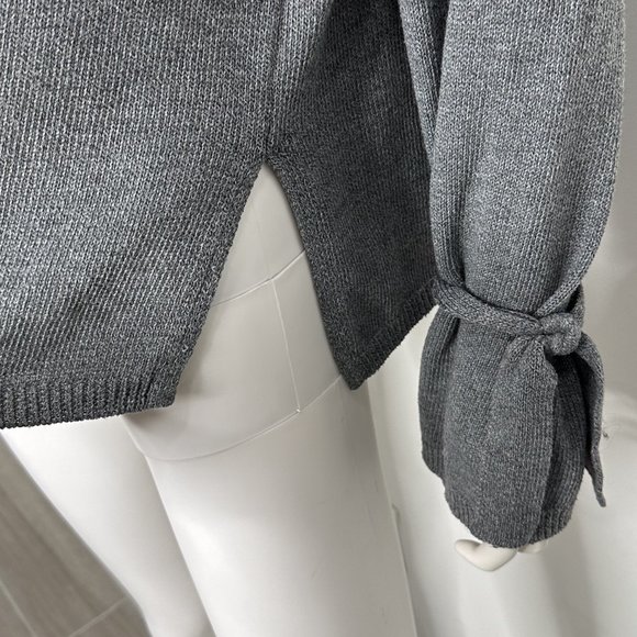 ASTR The Label Tie Sleeve Boxy Lightweight Knit Pullover Sweater in Gray Size S - Picture 10 of 15